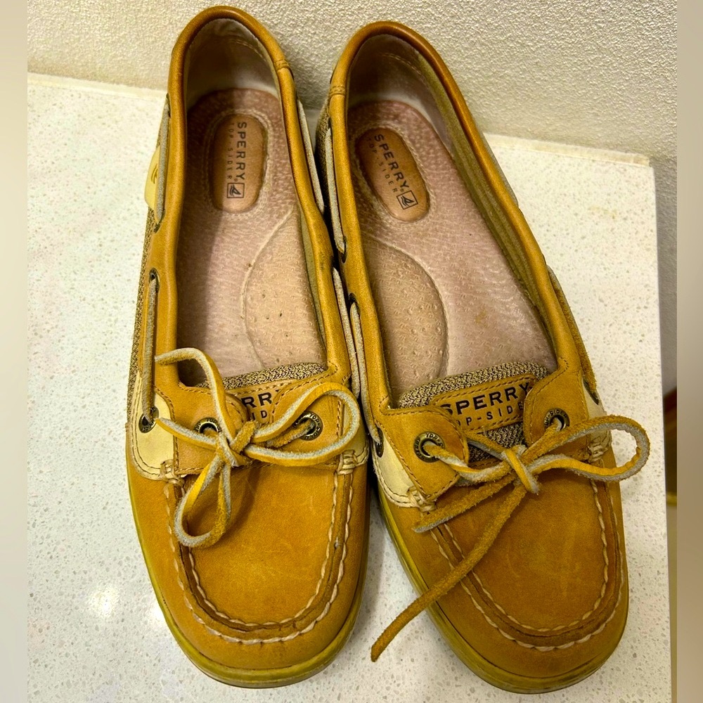 🦋 Classic Sperry Top Sider Tan Boat Shoes Women size 7.5